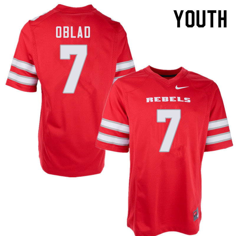 Youth #7 Kenyon Oblad UNLV Rebels College Football Jerseys Sale-Red